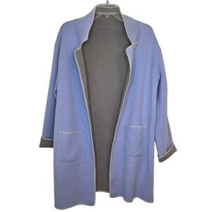 Nic and Zoe Reversible Cool Night Knit‎ Jacket Hyacinth Blue Gray L/XL